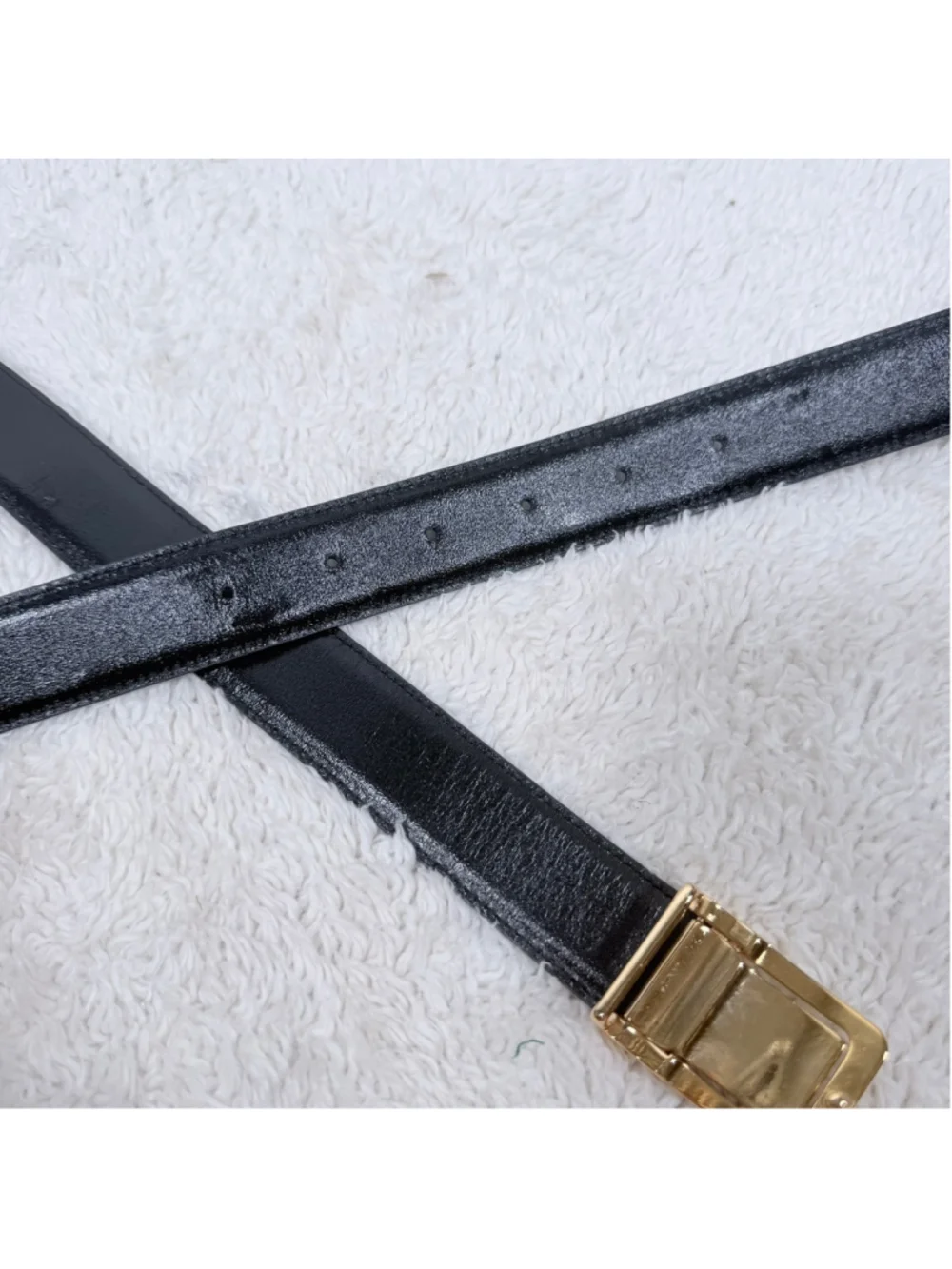 Vintage Sporrong Swedish Crown Belt Gold Tone Black Enamel Dress Mens Size 38-40